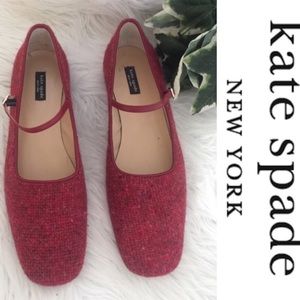 NWT Rare Kate Spade Red Wool Tweed Classic Shoes 8